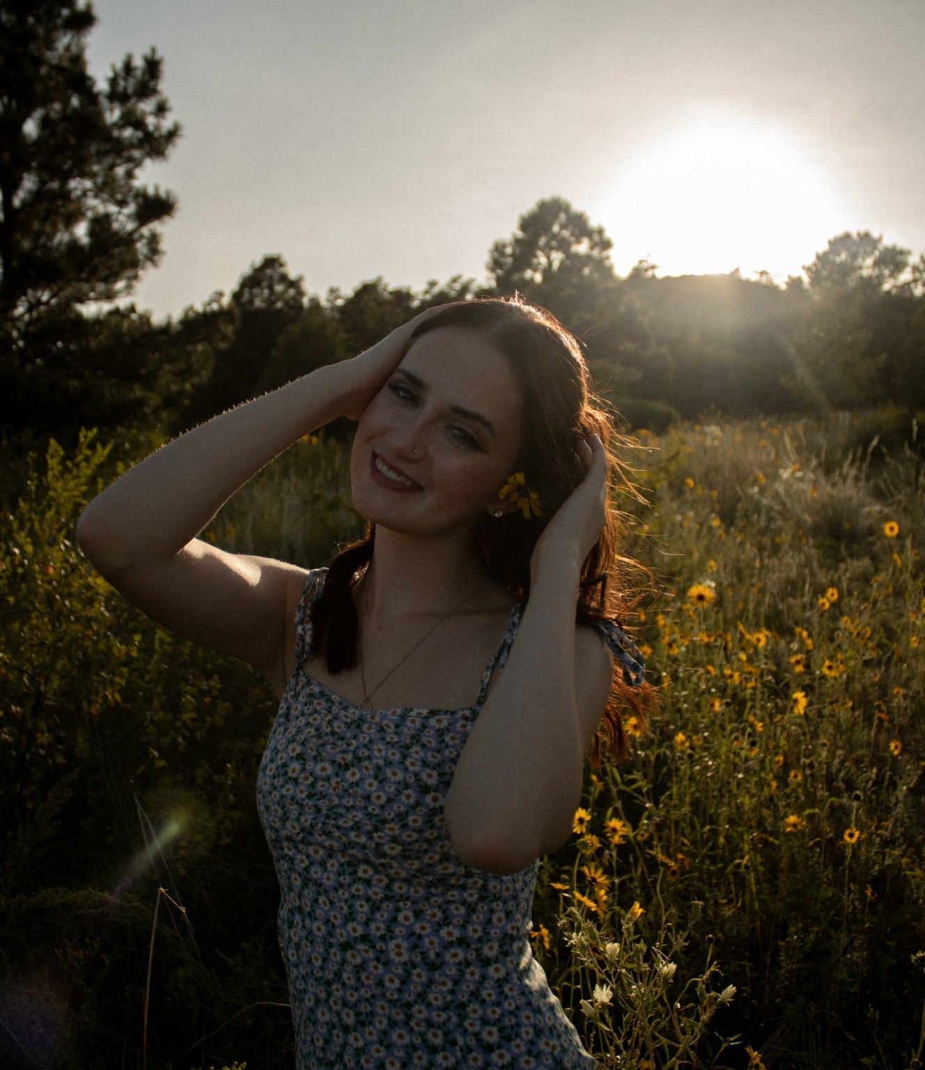 A portrait among wildflowers in the evening light
